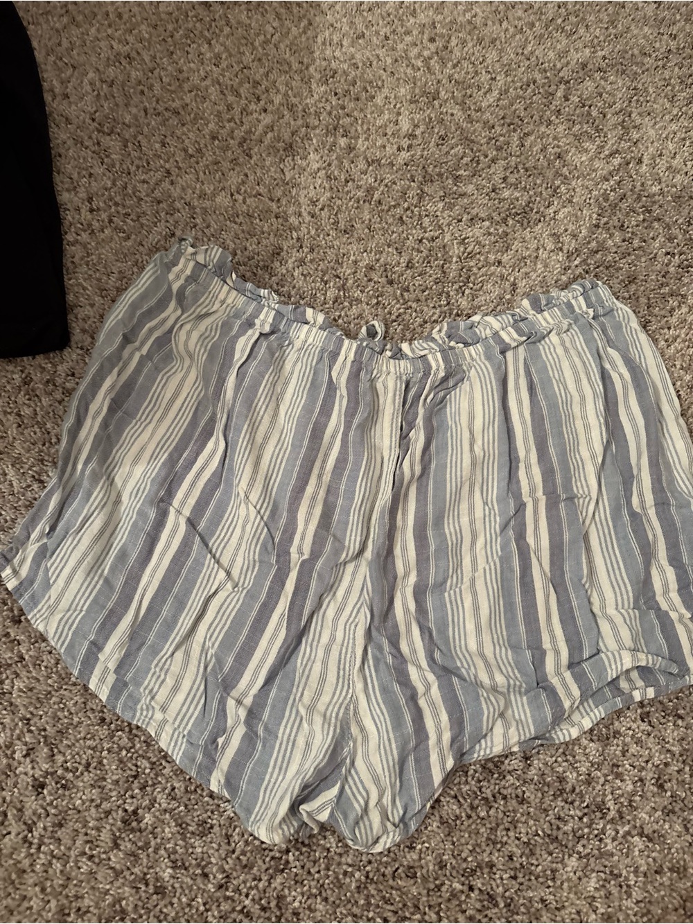 Light Blue & White Striped Women’s Casual Shorts